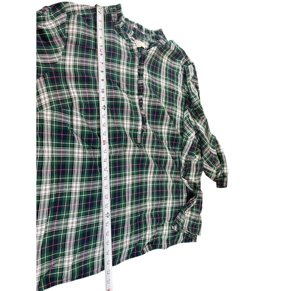 LOFT Plus Women’s 26 Plaid Ruffle Henley Flannel Top Red Green Navy Holiday NWT - Picture 5 of 13
